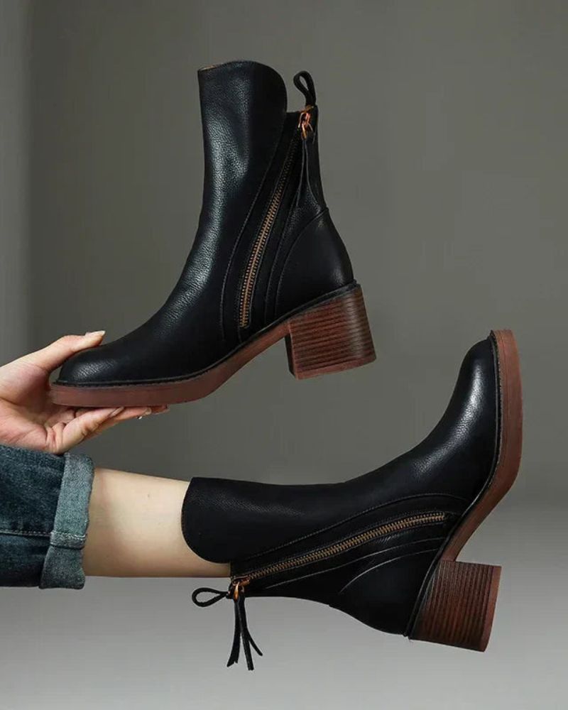 Rosalie – Bottes Noires À Talon Confortable