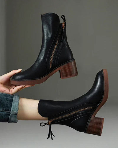 Rosalie – Bottes Noires À Talon Confortable