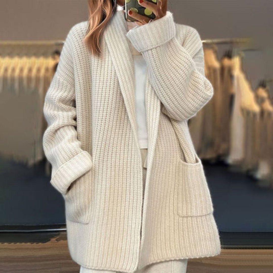 Lucienne – Gilet Long Doux À Poches