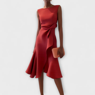 Juliette – Draped Asymmetrical Midi Dress