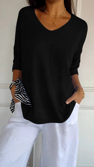 Anna - Pull en maille avec col en V