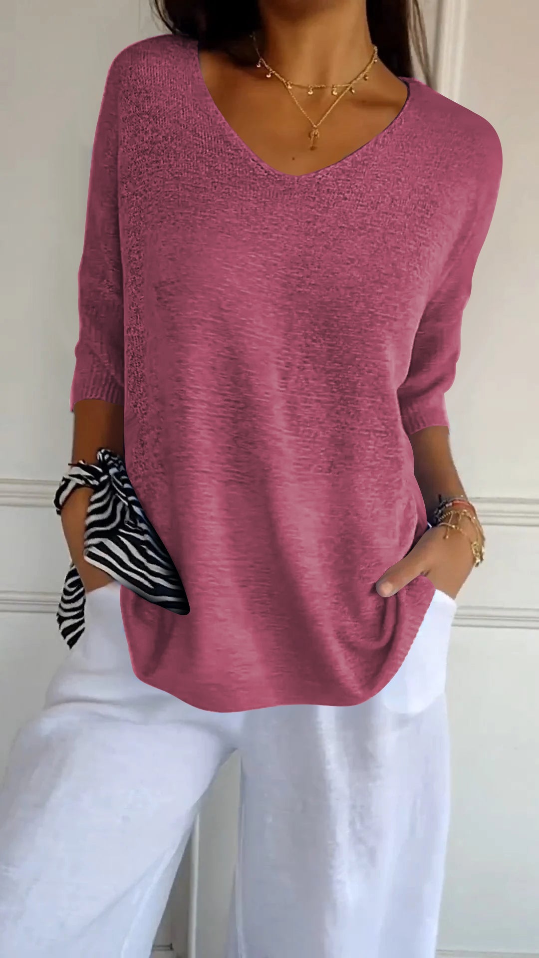 Anna - Pull en maille avec col en V