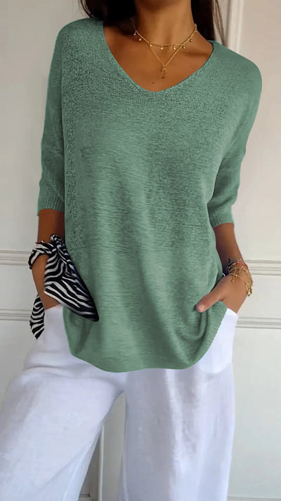 Anna - Pull en maille avec col en V