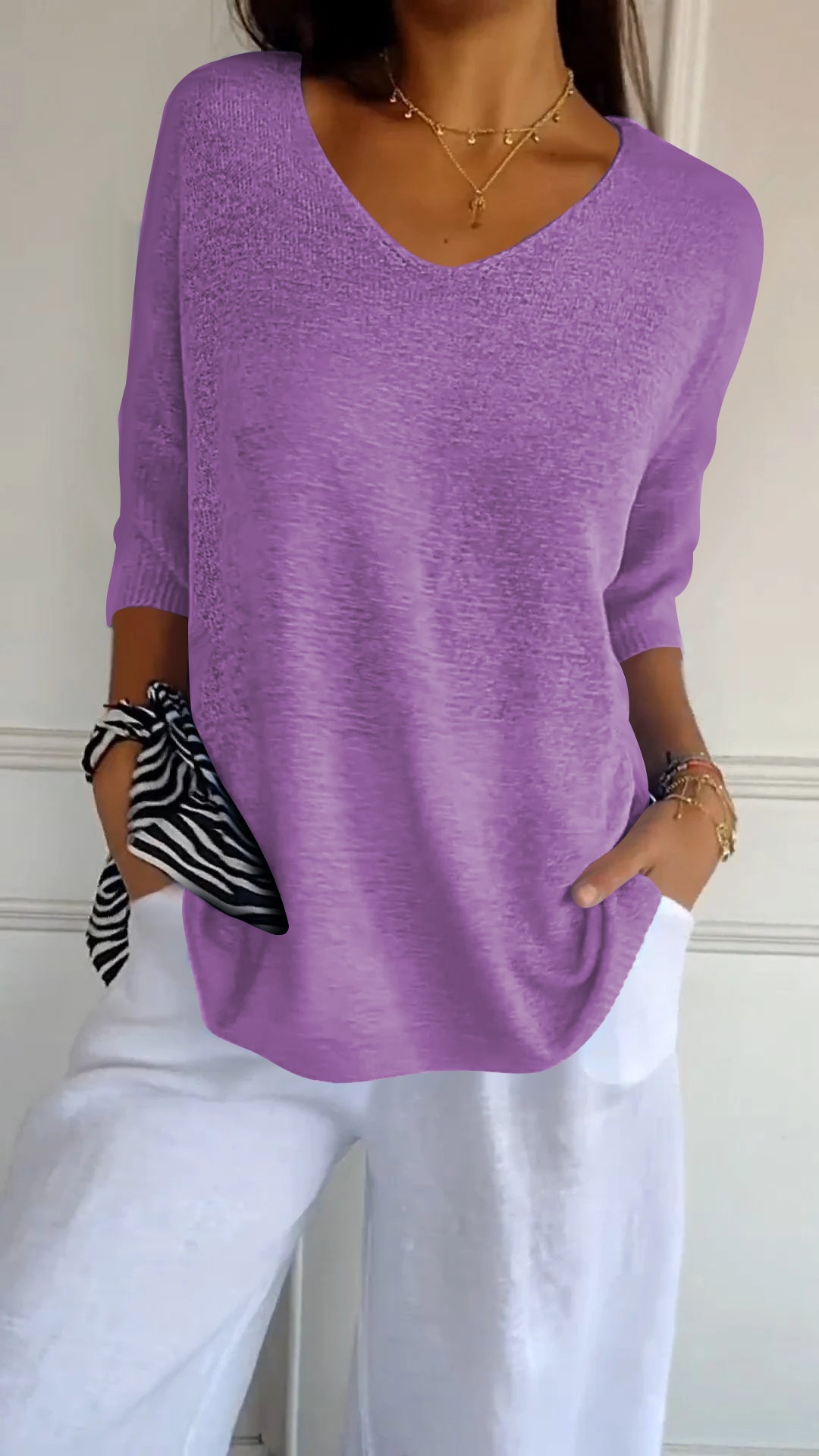 Anna - Pull en maille avec col en V