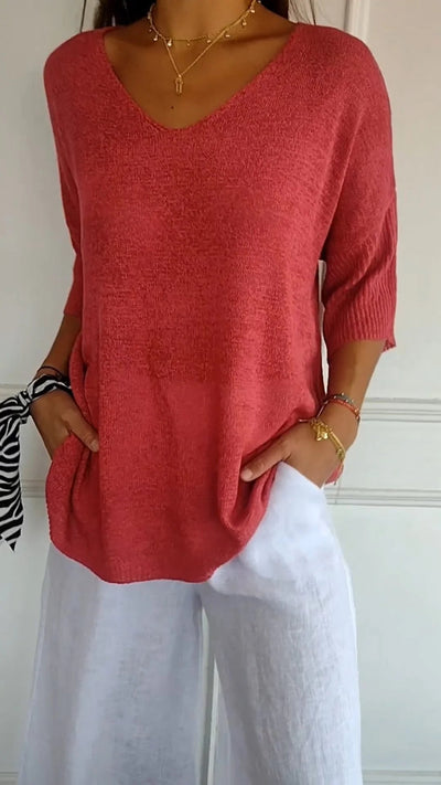 Anna - Pull en maille avec col en V