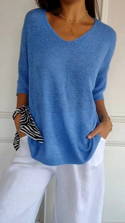 Anna - Pull en maille avec col en V