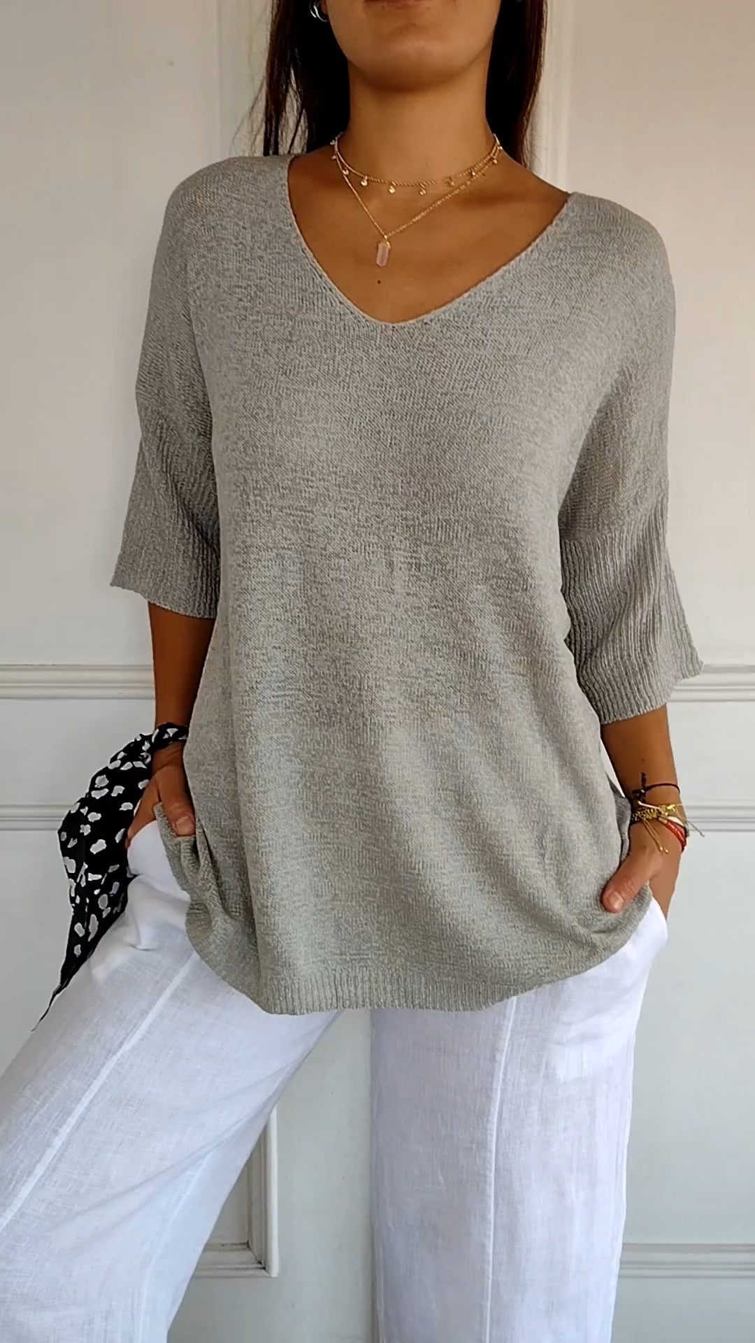 Anna - Pull en maille avec col en V