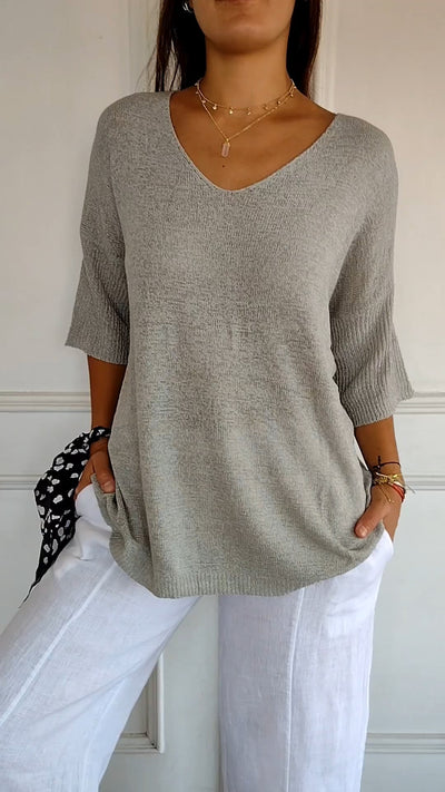 Anna - Pull en maille avec col en V