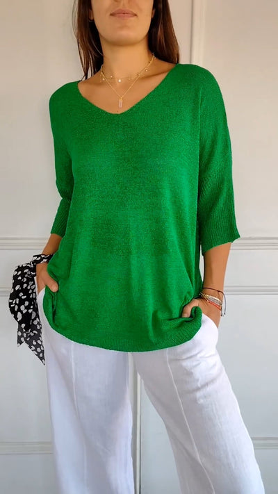 Anna - Pull en maille avec col en V