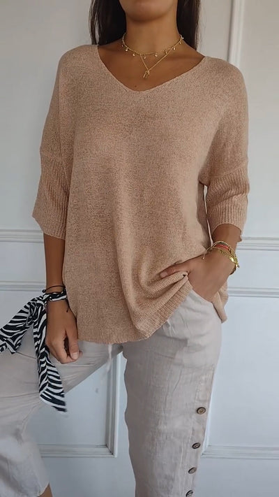 Anna - Pull en maille avec col en V