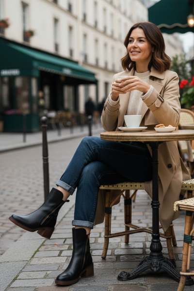 Rosalie – Bottes Noires À Talon Confortable