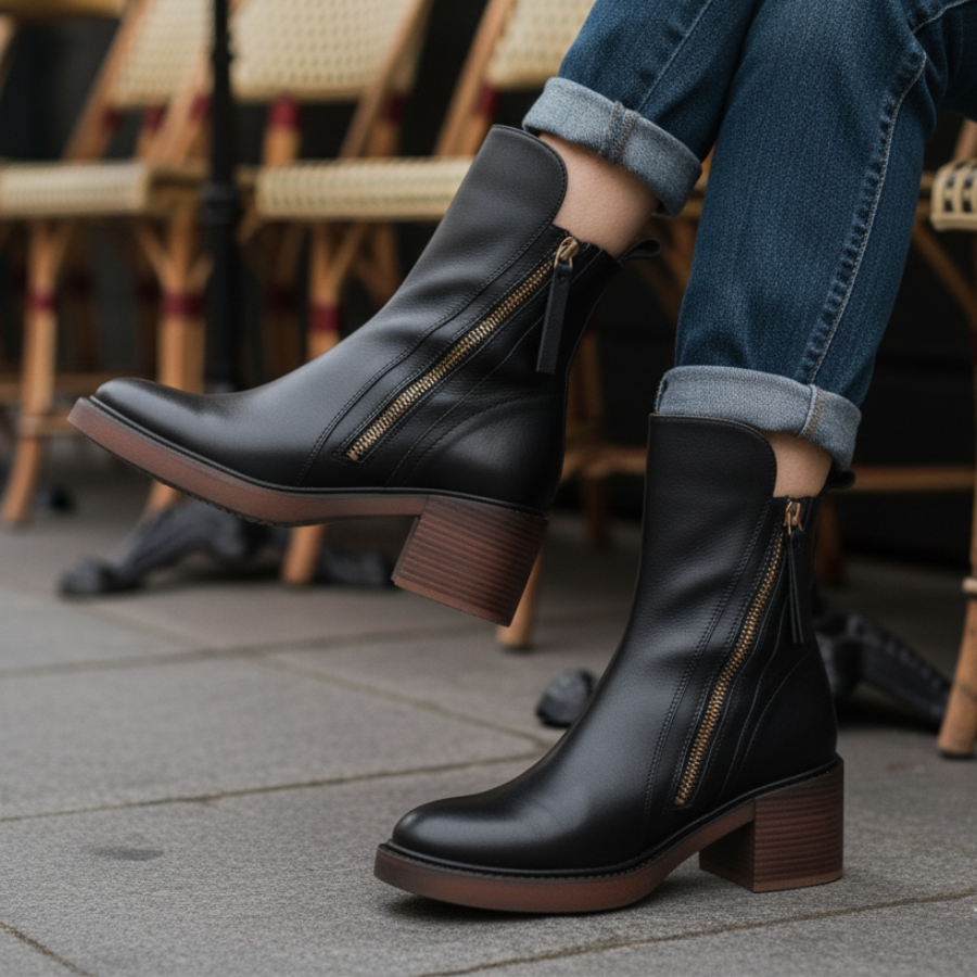 Rosalie – Bottes Noires À Talon Confortable