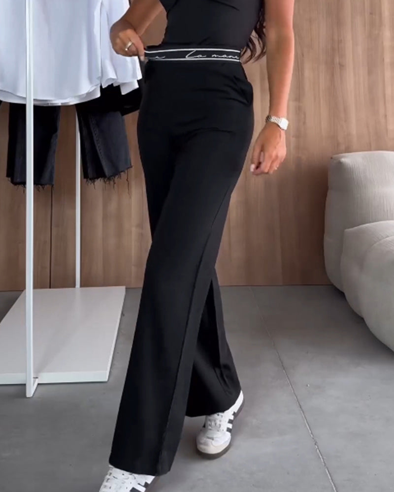 Pantalon décontracté uni avec poches zippées