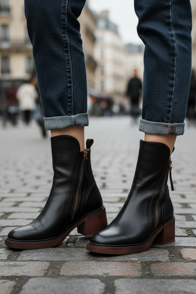 Rosalie – Bottes Noires À Talon Confortable