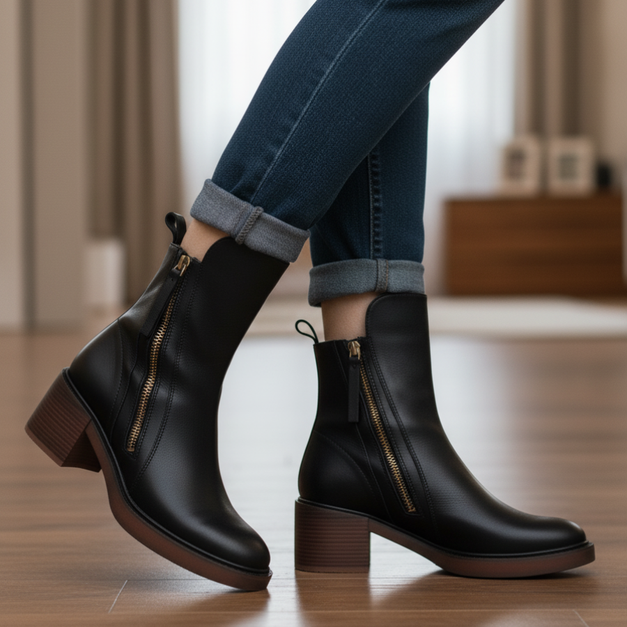 Rosalie – Bottes Noires À Talon Confortable