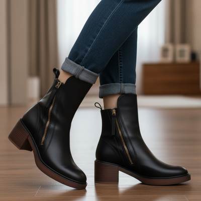 Rosalie – Bottes Noires À Talon Confortable