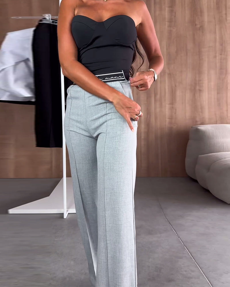 Pantalon décontracté uni avec poches zippées