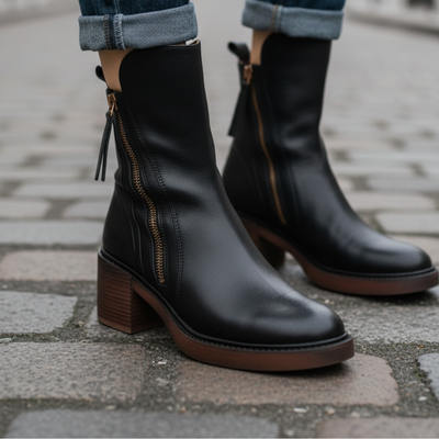 Rosalie – Bottes Noires À Talon Confortable