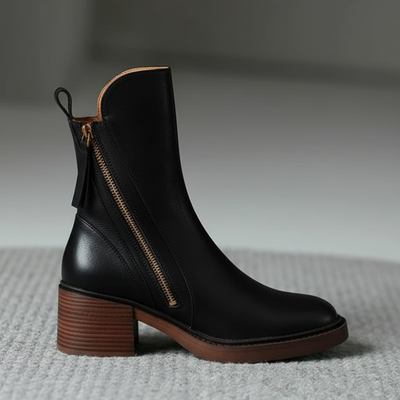 Rosalie – Bottes Noires À Talon Confortable