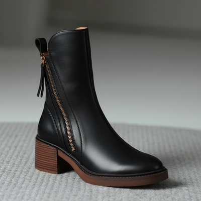 Rosalie – Bottes Noires À Talon Confortable