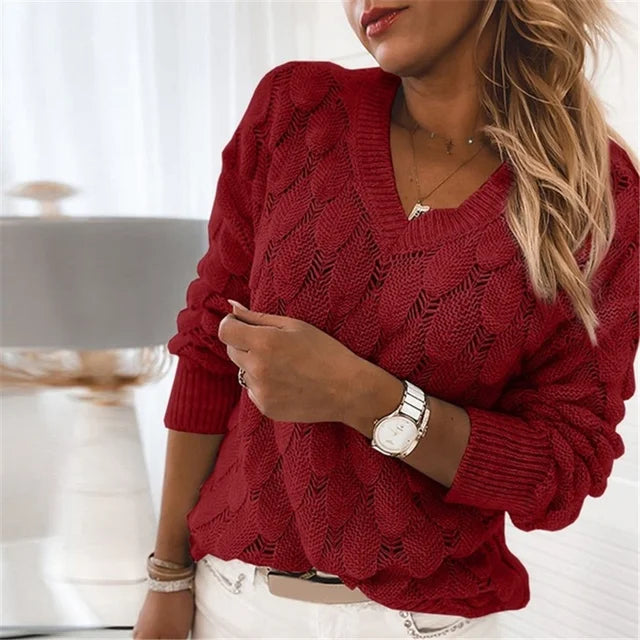 Élodie™ | Pull Col V Chic en Coton
