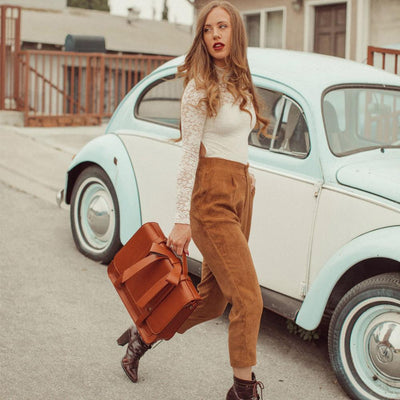 Vintage Sac Kissé en Bleu Rose