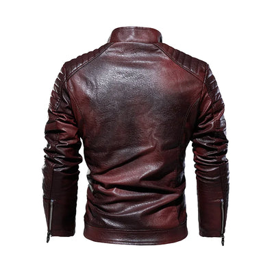 Alexandre™ | Veste Biker Vintage en Cuir Marron