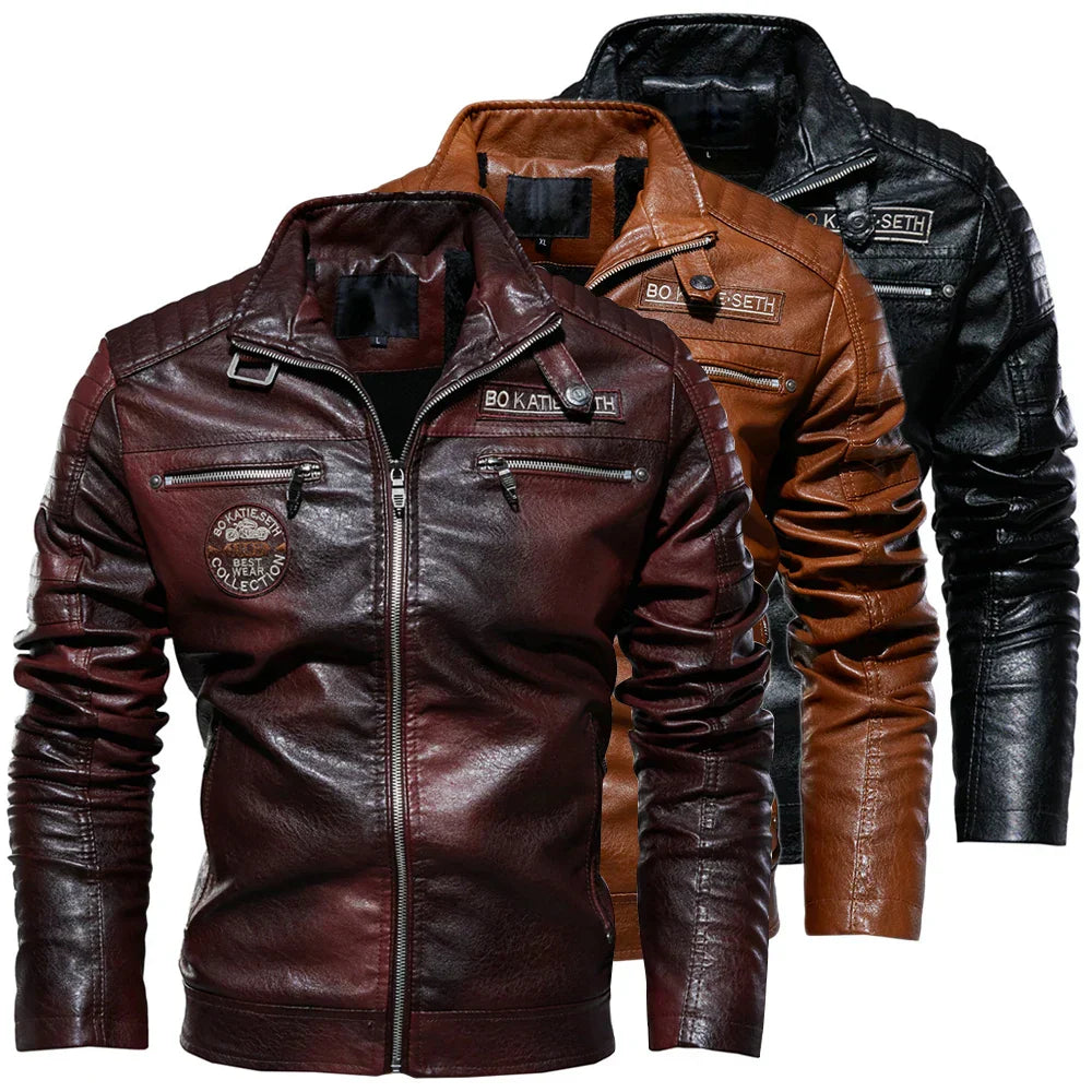 Alexandre™ | Veste Biker Vintage en Cuir Marron