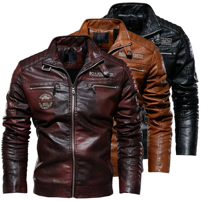 Alexandre™ | Veste Biker Vintage en Cuir Marron
