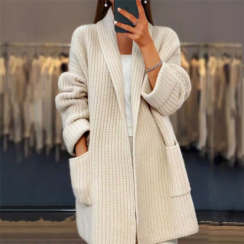 Lucienne – Gilet Long Doux À Poches