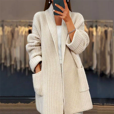 Lucienne – Gilet Long Doux À Poches