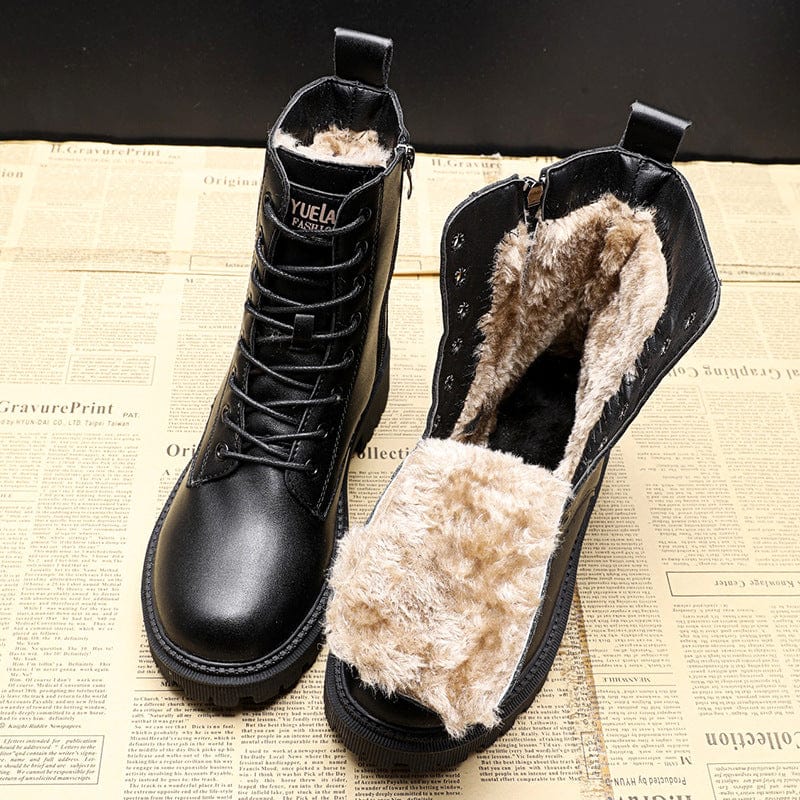 Léonie™ | Bottes Élégantes en Cuir Noir
