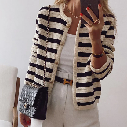 Violette | Cardigan à Manches Rayées