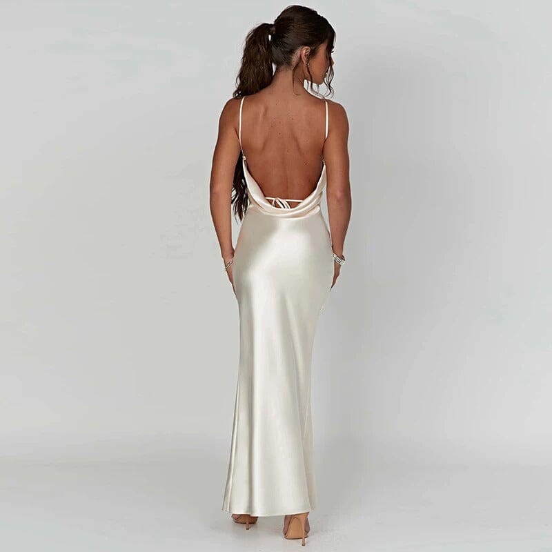 Lily™ | Maxi Robe Satinée à Fines Bretelles