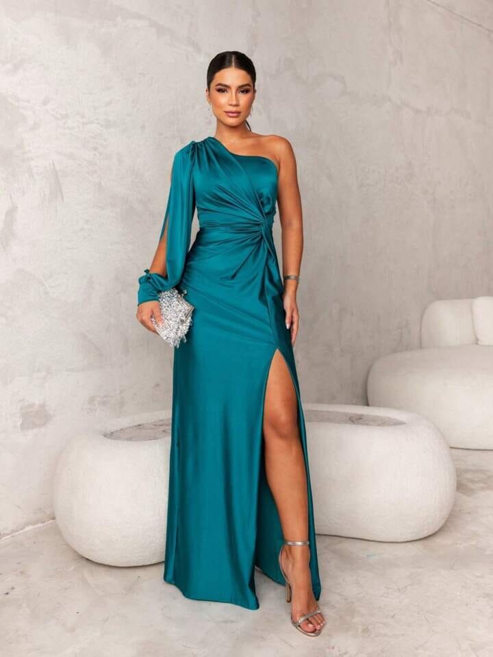 Victoria™ | Élégante Robe en Soie à Fente